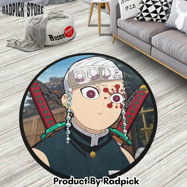 Tengen uzui round rug custom demon slayer anime circle carpet  rp0001463